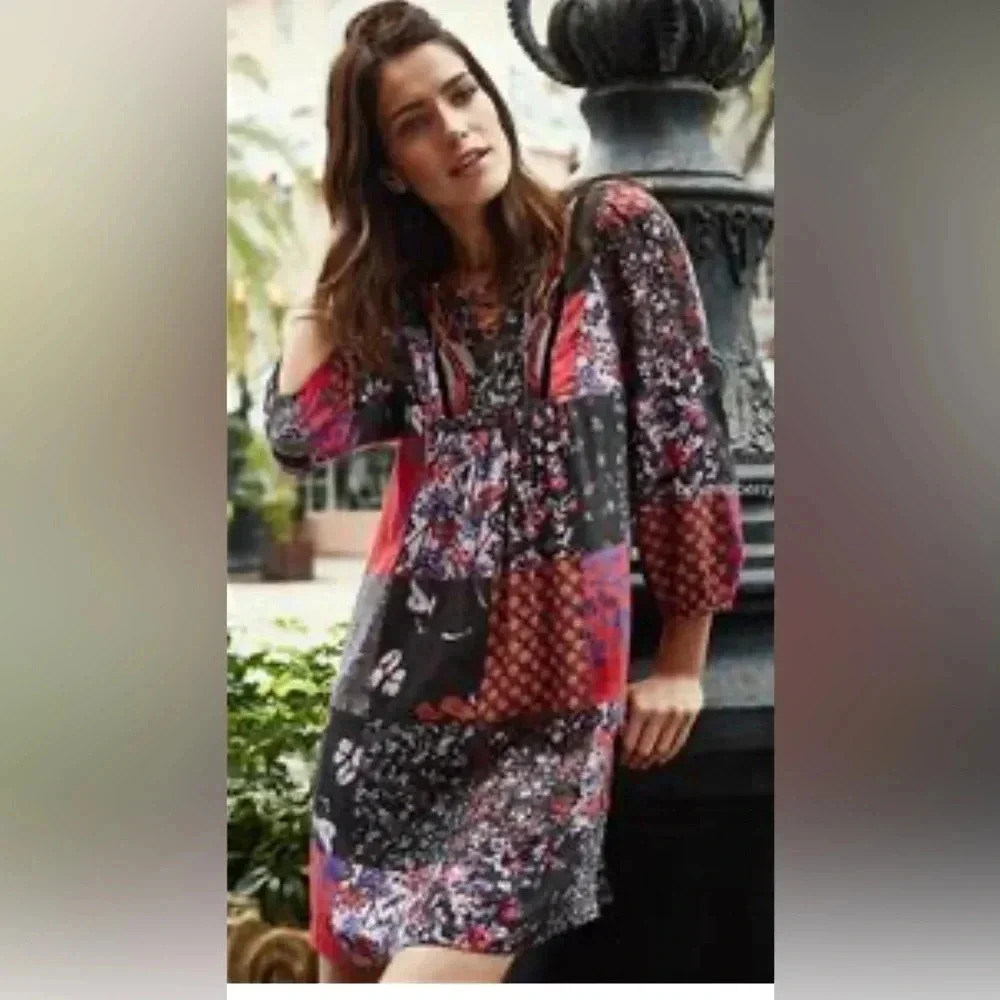 Anthropologie One September Arcata Patchwork Dress size XS gypsy old world dress